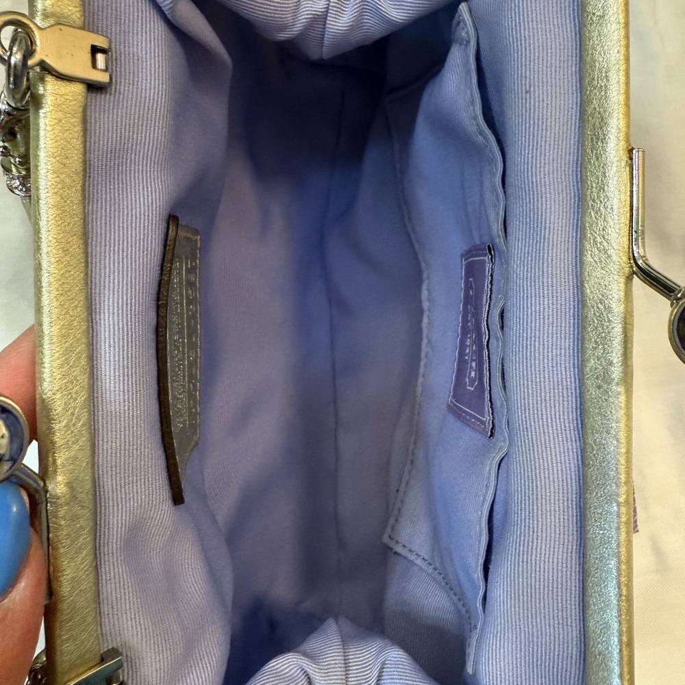 Coach Lurex Good Chenille Signature C Framed Kiss Lock Clutch Purse Limited - Picture 7 of 14